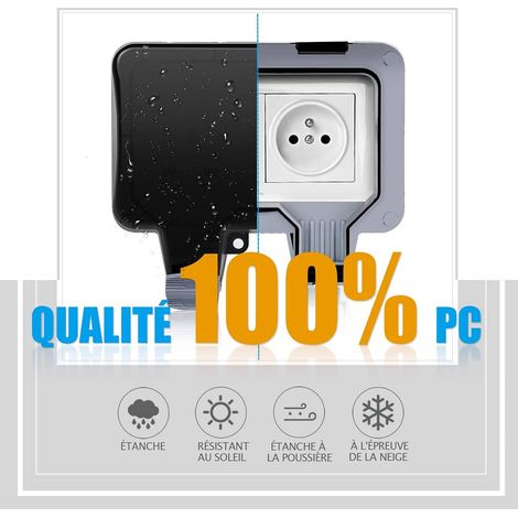 Prise Étanche Double Prise Electrique Extérieure IP66 Étanche Prise Murale 16A (1/4)