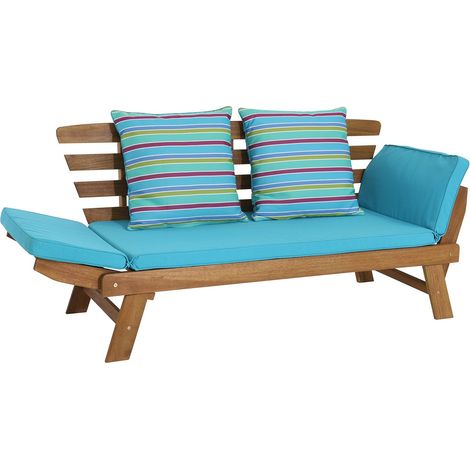 Greemotion Panchina da Giardino in Legno di Acacia Borkum - Panchina da Esterno a 2 posti con Cuscini Inclusi - Panca da Balcone con braccioli inclinabili (1/5)
