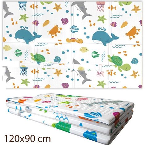 Tappeto per Bambini 120x90 Pieghevole Antiscivolo Soft Oceano Gioco Cameretta