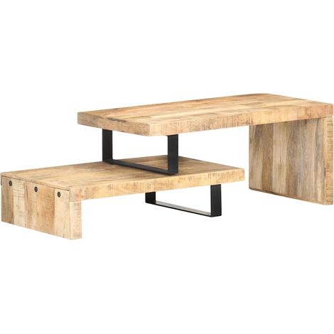 vidaXL Juego de mesas de centro 2 unidades madera maciza de mango (1/5)