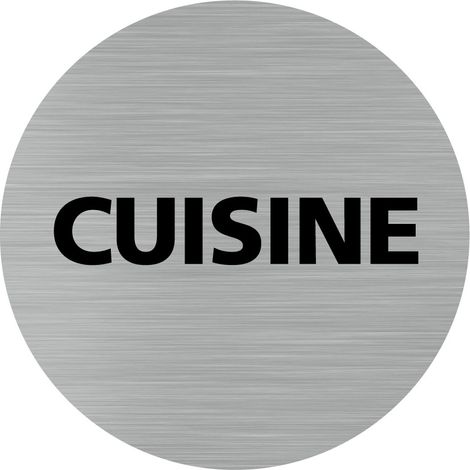 Pictogramme CUISINE (Q0199).- Adhésif aspect aluminium brossé - Diamètre 76 mm (1/5)