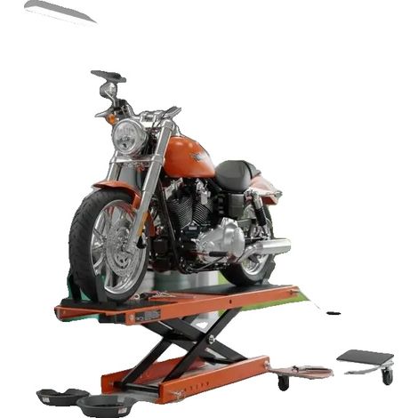 Elevador de motocicletas, capacidad de 500 kg, altura regulable, color verde militar. (1/2)