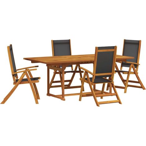 Juego comedor de jardín 5 pzas madera maciza acacia y textileno
