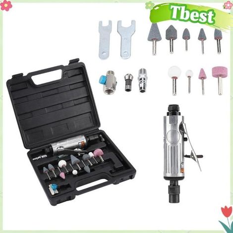 Air Die Grinder Kit Pneumatic Grinding Tool avec 1/4 '1/8' Chuck Chuck 16pcs Accessoires pour Polissage (1/4)