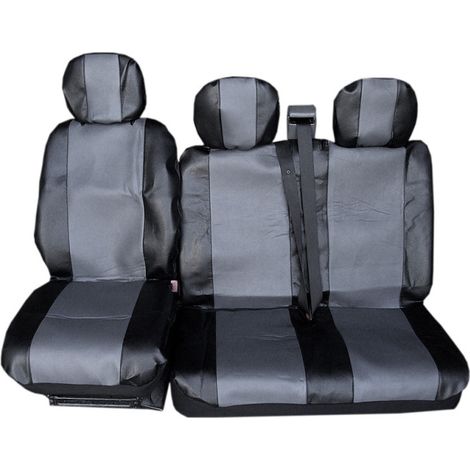 Housses universelles 2+1 pour sièges avant de voiture et camionnette, en simili‑cuir écologique, couleur gris‑noir
