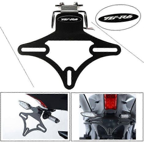 Support de plaque d'immatriculation moto avec suppression de garde-boue arrière pour Yamaha YZF R6 YZF-R6 2017 2018 2019 2020 2021 2022 avec feu LED intégré (1/5)