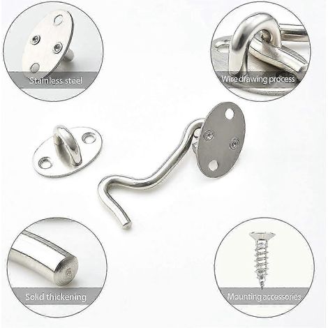 Jalan Verrous Et Boulons Pour Serrures De Porte, Crochet De Cabine, Support De Fentre Pour Entretoise Silencieux, Acier Inoxydable, 75 Mm, Argent SZRH