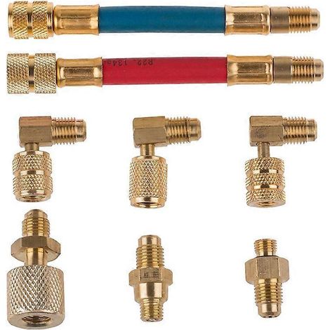 Kit de 8 tuyaux adaptateurs de conversion R134a/R12 pour climatisation automobile (1/3)