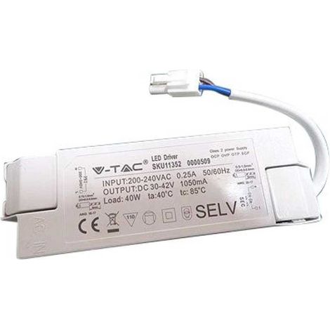 Pilote V-TAC pour panneaux LED 40 W 60 x 60 cm, blanc, fils à souder