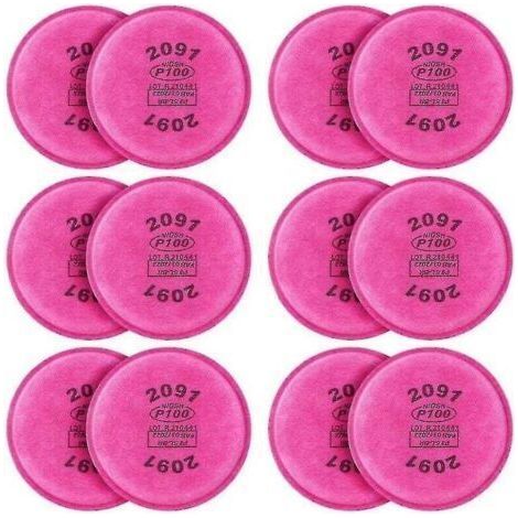 12 Pcs 2091 P100 Particulate Filter Replacement For 6000 6200 6800 7000 Ff-4 Model 2091 P100 Filter (1/5)