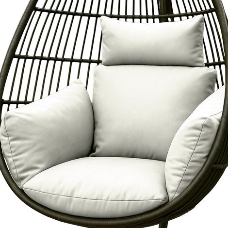 HOMESCAPES Coussin imperméable pour fauteuil suspendu extérieur, Coussin de rechange pour fauteuil œuf - pour terrasse, jardin et balcon - Taupe