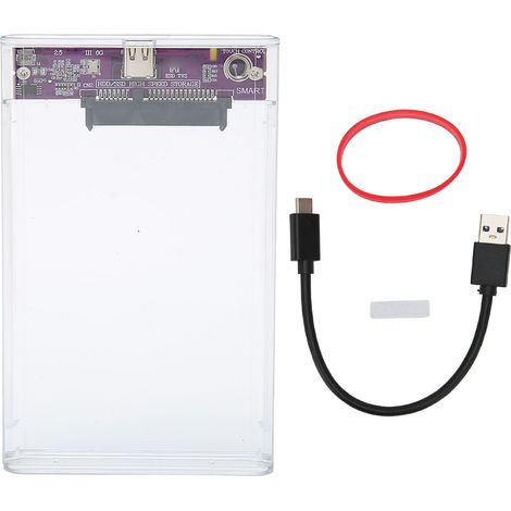 Boîtier externe pour disque dur 2.5 pouces, support jusqu'à 2To, 10Gbps, transparent, Type-C, compatible SATA HDD/SSD 2.5 pouces (1/5)