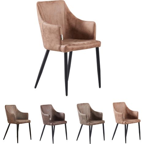 Einzelner Zarah Esszimmersessel – Esszimmerstuhl mit Kunstlederbezug und Metallbeinen für das Esszimmer – Cappuccino (1/5)
