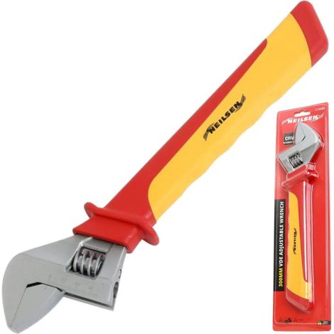 Neilsen 300mm Adjustable Spanner Wrench VDE Insulated Soft Grip Handle 12" (1/2)