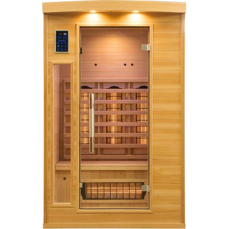 Sauna Finlandese ad Infrarossi 2 Posti 120x123 cm H190 in Legno di Abete Apollon 2 (1/5)