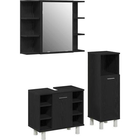 vidaXL Juego de muebles de baño 3 pcs Negro 30 x 30 x 99,5 cm (1/5)