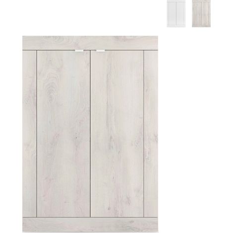 Buffet d'entrée multifonction 2 portes 78x116cm Basic Jessy - Shabby Blanc (1/5)