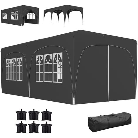 Tonnelle pliante 3x6m Pop Up UPF50+ Hauteur réglable gris foncé