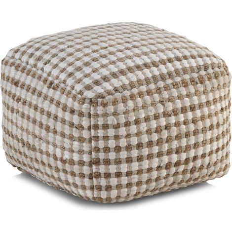 Pouf aus natürlicher Baumwolle und Jute, 45 x 45 x 35 cm (1/4)
