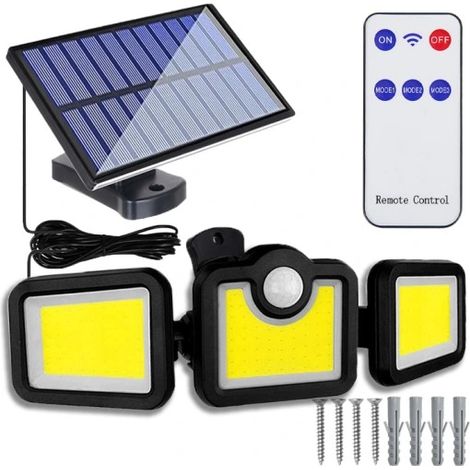 LEISTUNGSSTARKE 3-IN-1-SOLARLAMPE MIT LED-COB-SEPARATEM PANEL, BEWEGUNGSMELDER, DÄMMERUNGSBEHÄLTIGKEITSSENSOR UND FERNBEDIENUNG