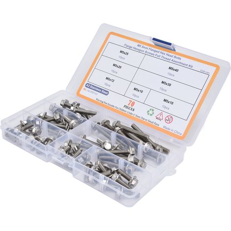 Kit de 70 boulons M5 à tête hexagonale creuse, boulons à bride, vis de fixation en acier inoxydable (1/5)