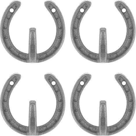 Lot de 4 porte-manteaux muraux en forme de fer à cheval, crochets en fonte de style antique-9.50X9.00X4.00CM