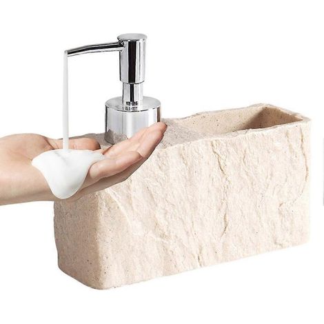 Distributeur de savon pour évier de cuisine et salle de bain, distributeur de savon liquide imitation pierre pour les mains et la vaisselle C (1/5)