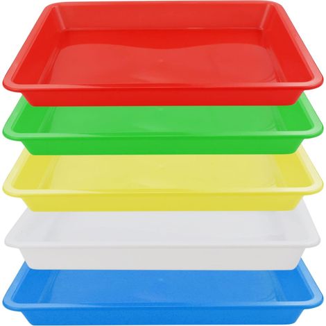 Lot de 5 Plateaux en Multicolores, Plateau d'activité, Plateau de Service pour l'école, la Maison, Les travaux manuels (1/5)