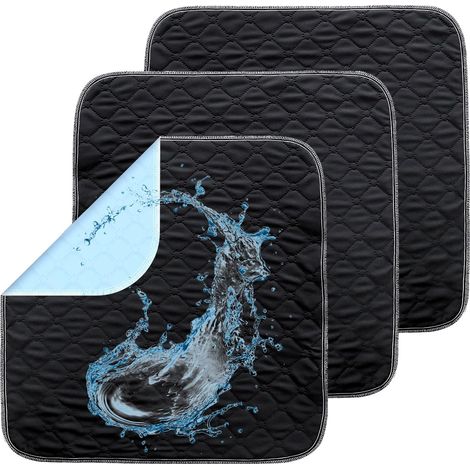 Lot de 3 housses de siège lavables pour incontinence - 50 x 50 cm - Lavables - Imperméables - Pour fauteuil roulant, voiture, canapé (1/5)