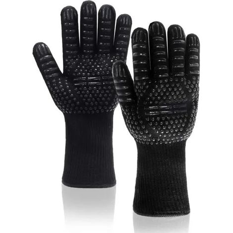 Gants de Barbecue,Gants de Cuisine Résistants à la Chaleur jusqu'à 800 °C/1472 ℉ Gant Antidérapant Silicone Ecologique(1 Paire) (1/4)