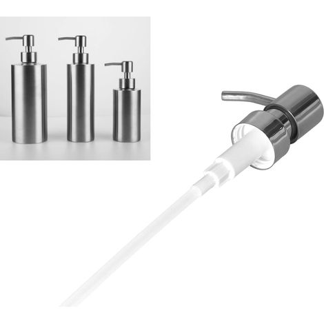 Bomba de repuesto para dispensadores de jabón, cabezal de bomba de acero inoxidable 304 para dispensadores de líquidos y lociones, accesorio de baño, longitud total 24,5 cm, diámetro 3 cm (1/5)