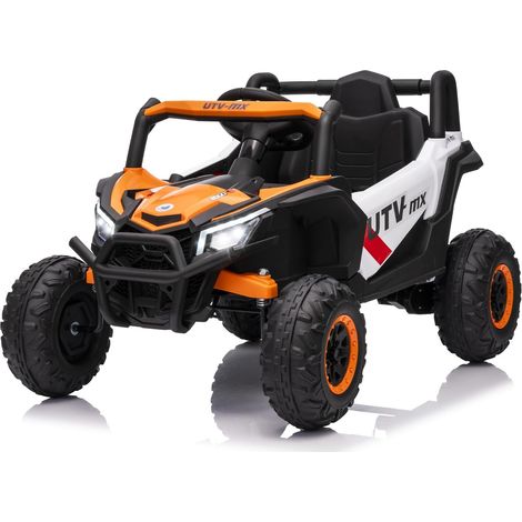 Coche Eléctrico 4x4 para Niños, Mando a Distancia, Quad Infantil 12V con Luces LED, Música, Bluetooth y USB para Niños de 3 Años en Adelante, Orange (1/5)