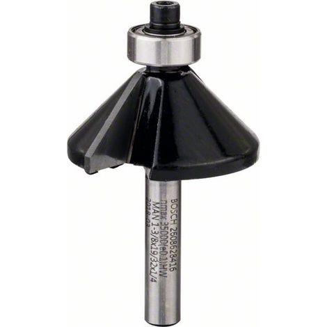 Bosch Fase-/Bündigfräser 1/4 Zoll, D1 34,9 mm, B 13 mm, L 14,6 mm, G 56 mm, 45°