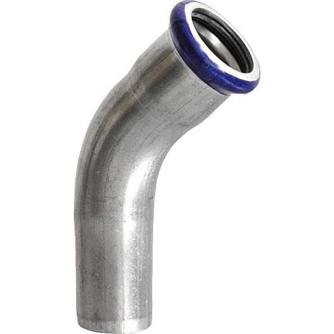 Raccord a sertir en inox coude 45°, DN 15 contour M avec un bout a enficher (1/3)