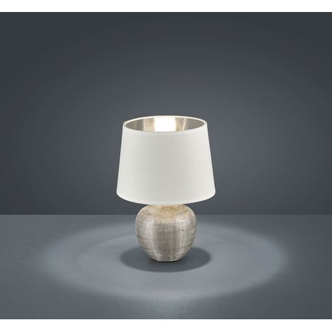 Sobremesa Moderna Cerámica Plata Luxor Blanco Pantalla Ø18 cm Trio Iluminación (1/2)