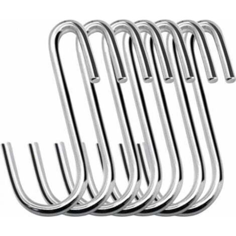 Confezione da 20 robusti ganci appendiabiti a forma di S da 6 cm per cucina, bagno, camera da letto e ufficio (argento) (1/4)