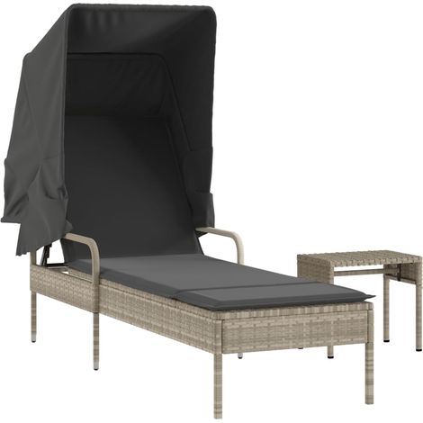 Maison Exclusive - Tumbona con capota y mesa ratán sintético gris
