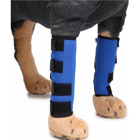 Genouillères pour animaux de compagnie avec bandes de soutien Protège-jambes pour chiens Jambes de chien Protecteur pour animaux de compagnie Couverture de blessure pour chirurgie de chien (Bleu S)