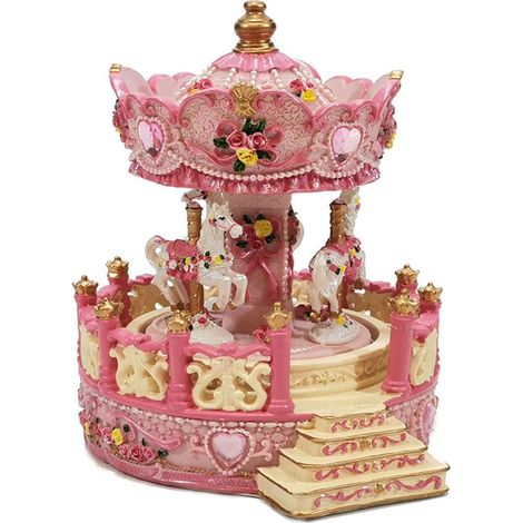 Giostra rosa carillon di natale cavalli per bambini carosello movimento carica manuale particolare addobbi natalizi decorazioni (1/5)