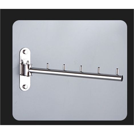 argent Cintre à Vêtements en Acier Inoxydable avec Bras Pivotant Barres de Support Porte Cintre Mural avec 5 crochets Pour vêtements Crochets Pour Organiseur de Rangement Chambre et Salle de bain (1/4)