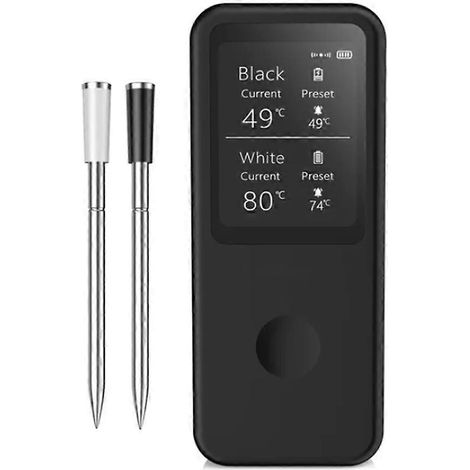 Kabelloses Fleischthermometer mit digitalen Bluetooth-Sonden, HD-Bildschirm und Fernüberwachungs-App für Drehspieß und Grill. (1/5)