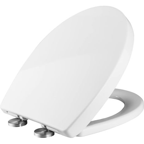 O-förmiger Toilettensitz, Toilettenschüssel mit Fallbremse, Toilettensitz mit Absenkautomatik, universeller weißer Toilettensitz 44 x 37 cm