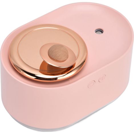 Humidificateur 2 en 1 à surface rotative, rechargeable par USB, sans fil, silencieux et à brumisation, pour la maison, 1200 mAh, rose (1/5)