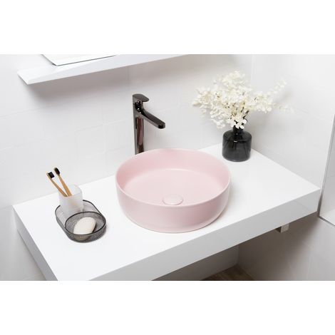 Swiss Aqua Technologies Lavabo da appoggio Infinitio 39 x 39 x 12 cm senza troppopieno, rosa opaco (SATINF3939PM) (1/5)