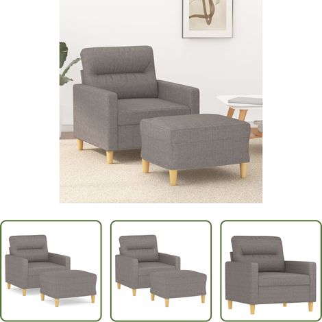 vidaXL Sillón con taburete tela gris taupe 60 cm (1/5)
