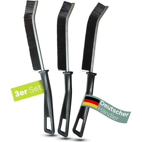 Lot de 3 brosses à joints à poils durs - Brosse de nettoyage des coins et brosse de nettoyage des fentes pour salle de bain, cuisine et sols carrelés - Nettoyeur de joints avec poils robustes (1/5)