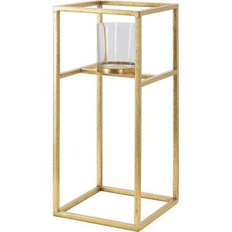 Bougeoir Design en Métal "Elegant" 35cm Or (1/5)
