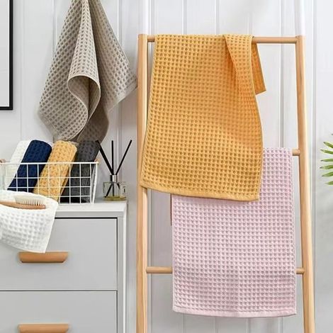Asciugamani di cotone,Set da 6,3 misure (35x75 cm + 35x35 cm + 70x140 cm),Asciugamani per il viso,teli da bagno e salviette,Set di asciugamani (1/5)