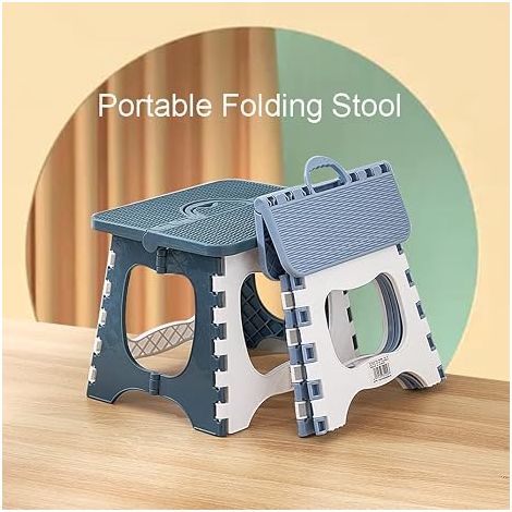 Marchepied Pliable - 19.5 cm - En PVC - Marche Anti Dérapante - Dim 24 x 19 cm - Supporte un Poids De 100 kg - Bleu Foncé (1/5)