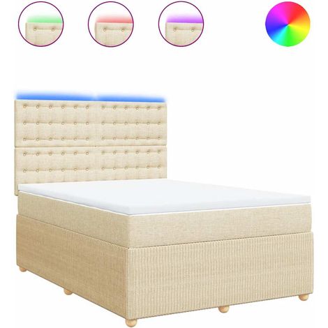 Maison Exclusive - Sommier à lattes de lit avec matelas Crème 160x200 cm Tissu (1/5)